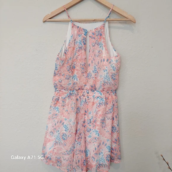 Row A Floral Halter Romper Pink Floral - Picture 7 of 17